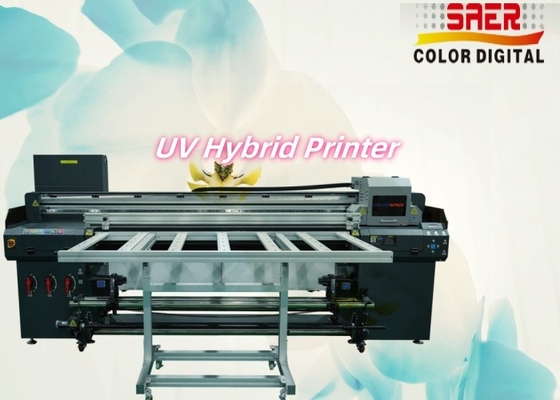 طابعة متعددة الوظائف ذاتية الصيغة الكبيرة الرقمية الهجينة للدبوس UV Flatbed و Roll to Roll