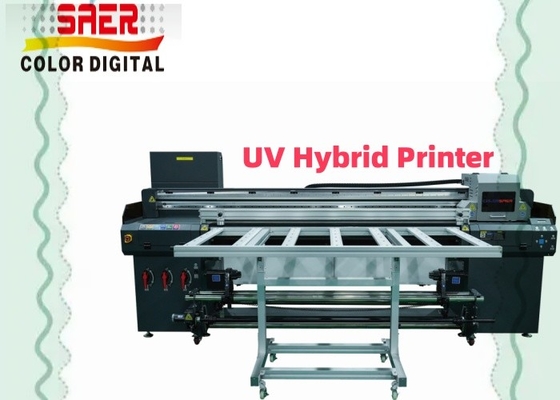 1.8m طابعة UV هجينة شكل واسع طابعة مسطحة و لفة إلى لفة طابعة UV مصنع شنغهاي