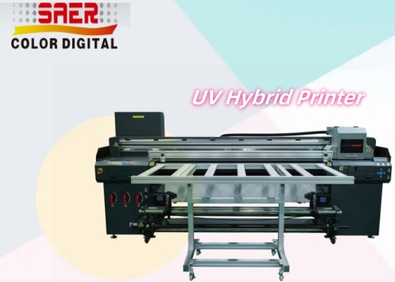طابعة UV هجينة للمواد المختلفة PVC / فيلم ناعم / طباعة الجلد مقاومة للماء المقاومة للخدش 1.8m طابعة UV
