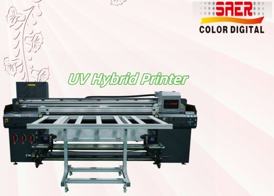 طابعة متعددة الوظائف ذاتية الصيغة الكبيرة الرقمية الهجينة للدبوس UV Flatbed و Roll to Roll