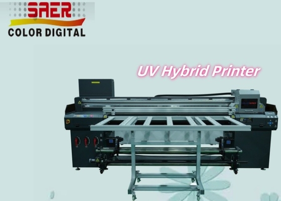 حبر أكريليك CMYK 1.8m لفة إلى لفة و طابعة UV الهجينة مسطحة