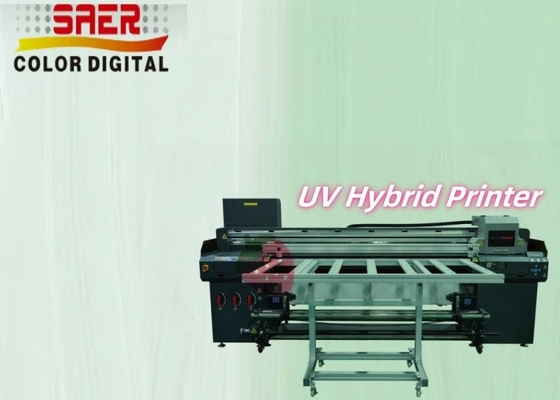 طابعة مسطحة وتدحرج إلى طابعة واحدة طابعة حبر UV آلة الطباعة الهجينة
