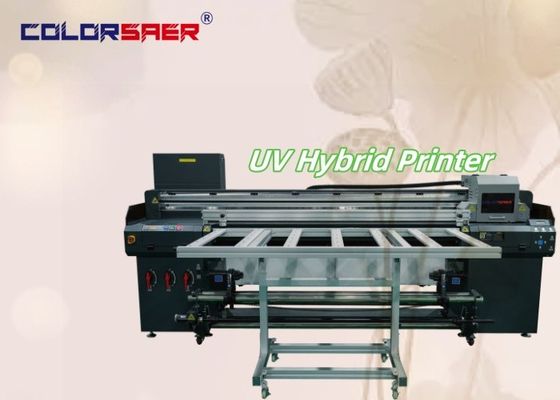 طابعة UV هجينة لون SAER مسطحة مع لفة إلى لفة I3200 مصمم UV جديد للمواد المختلفة