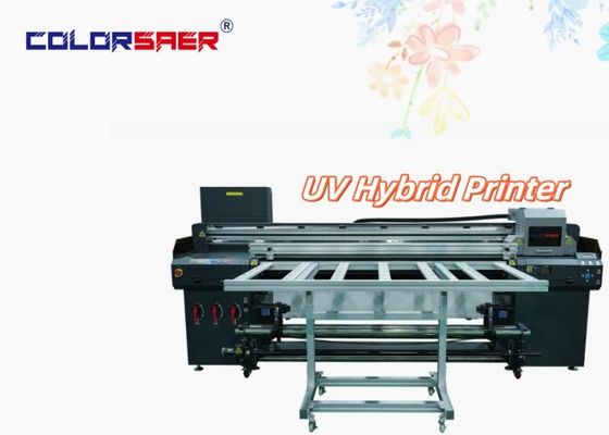 طابعة UV هجينة لون SAER مسطحة مع لفة إلى لفة I3200 مصمم UV جديد للمواد المختلفة
