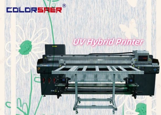 طابعة UV الهجينة طابعة مسطحة وسلسلة لسلسلة المخطط للمعادن الخشب الزجاج الجلد القماش الملصقات المرنة الفينيل