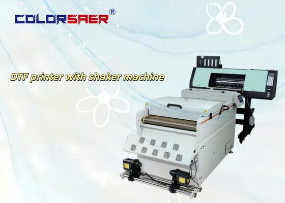 آلة الطباعة DTF ذات الشكل الكبير مباشرة إلى الفيلم مع آلة مزج المسحوق 60 سم للملابس والقمصان DTF Ink